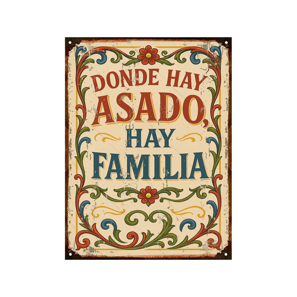 Fileteado Donde hay asado hay familia