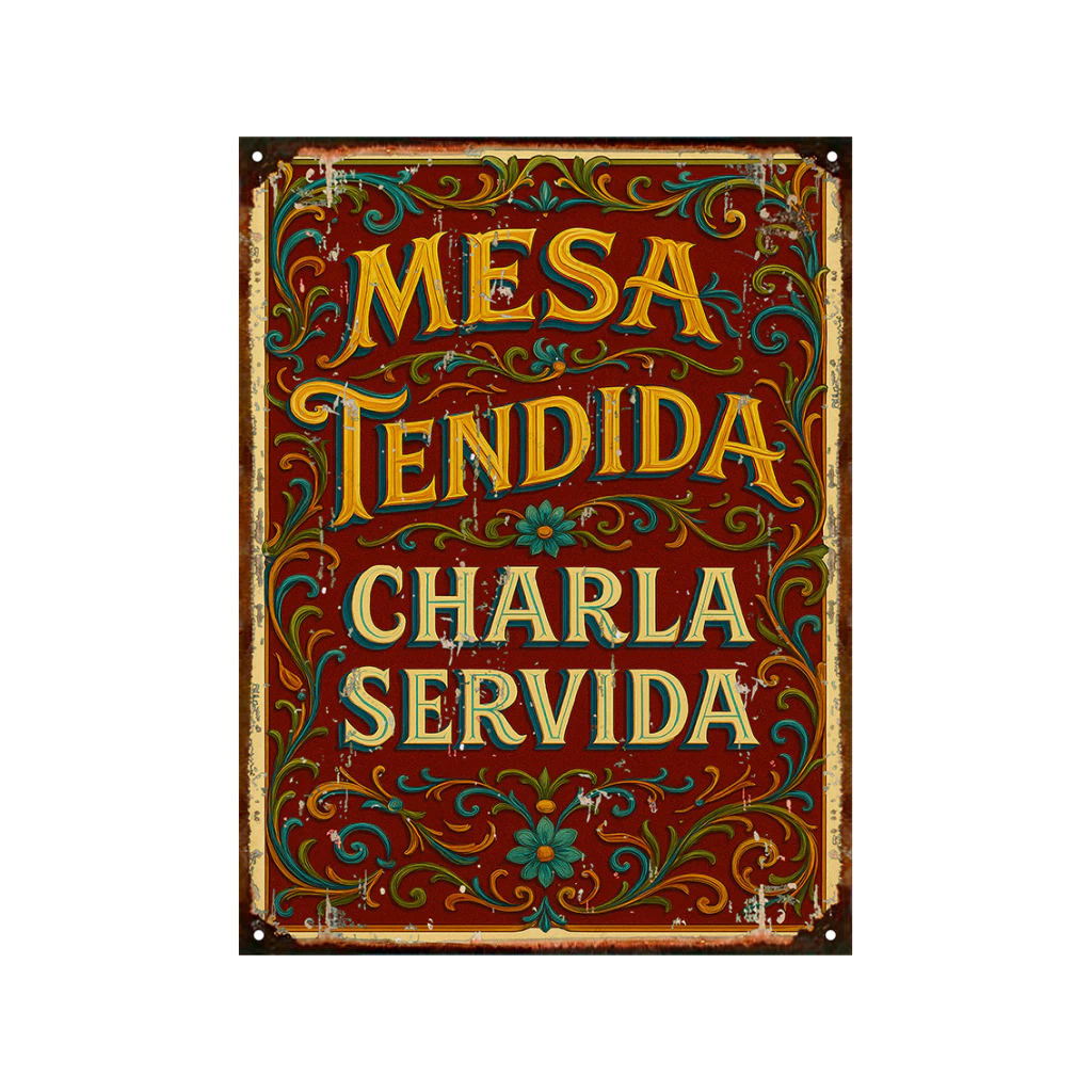 Fileteado Mesa tendida charla servida