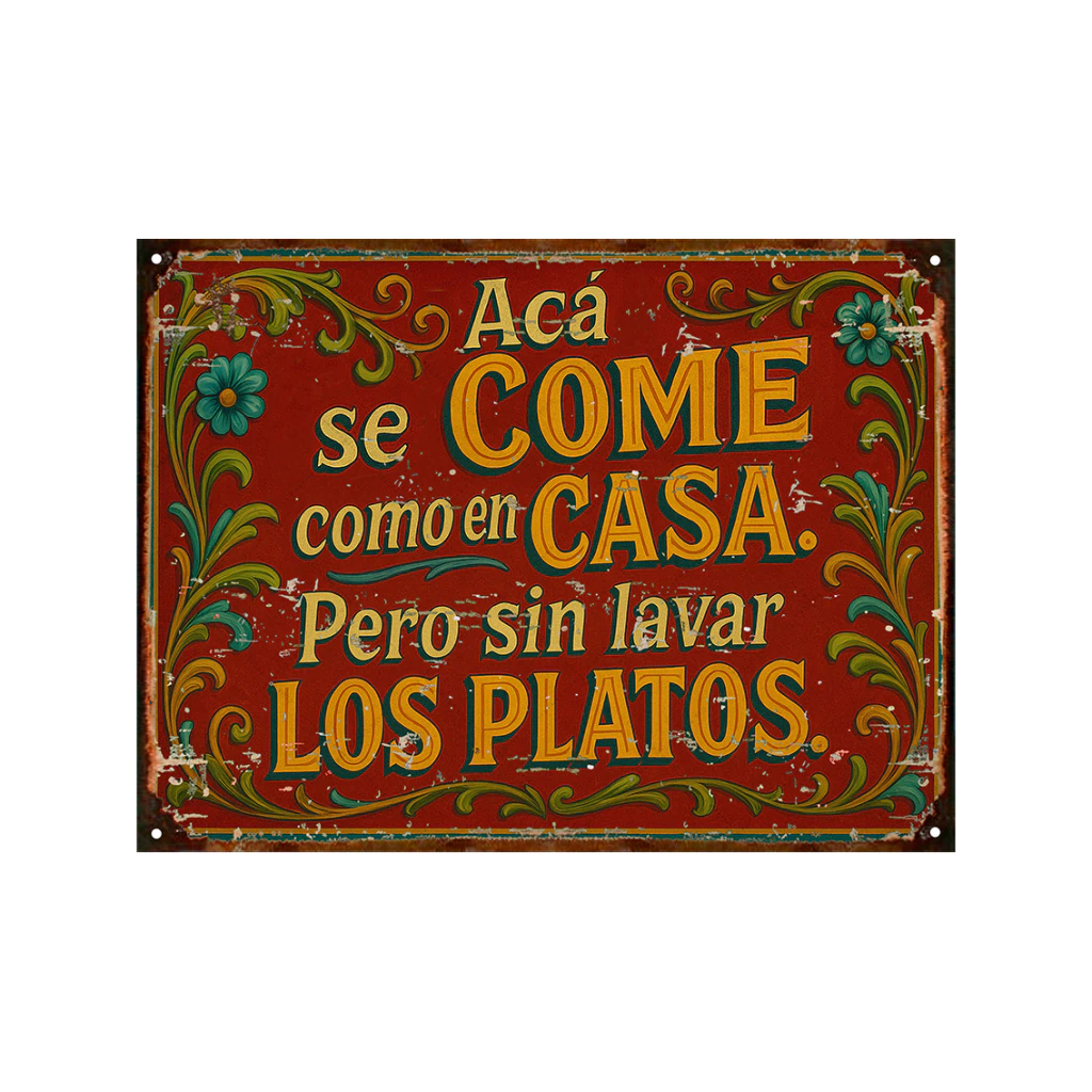 Fileteado Aca se come como en casa