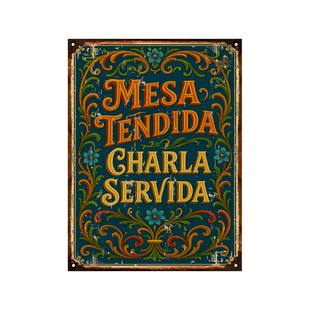 Fileteado Mesa tendida charla servida