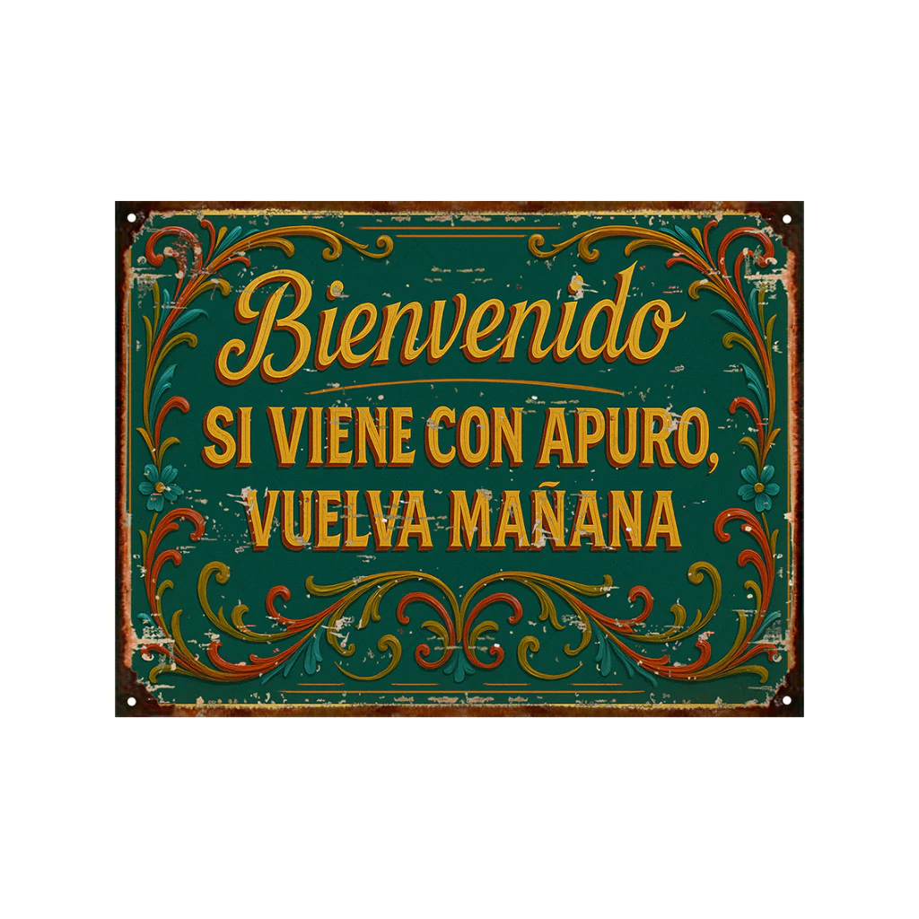 Fileteado Bienvenido vuelva mañana