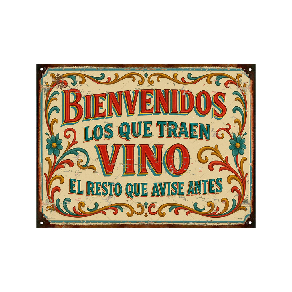 Fileteado Bienvenidos los que traen vino